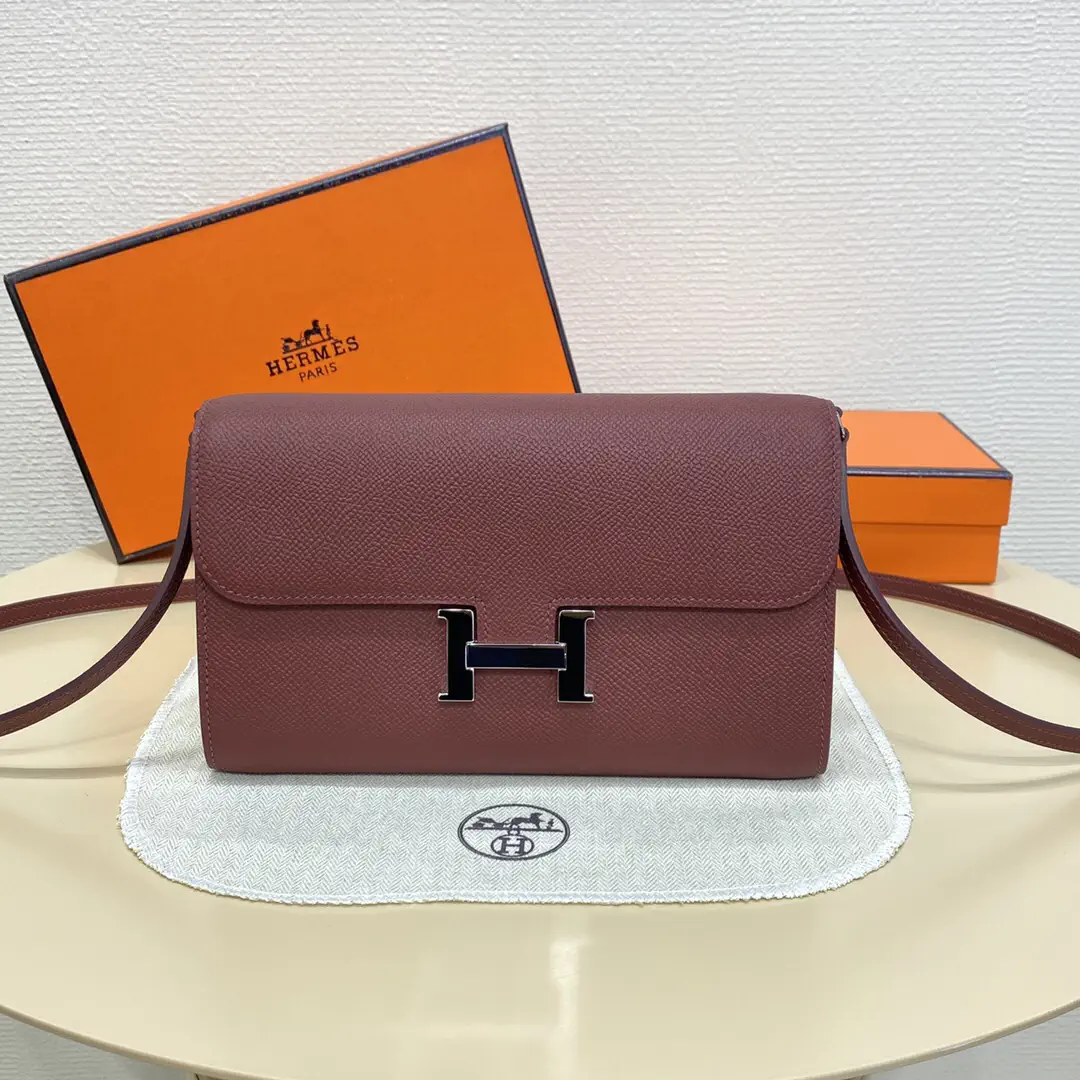 Hermès Burgundy Epsom Leather Constance WOC Crossbody Bag image 1