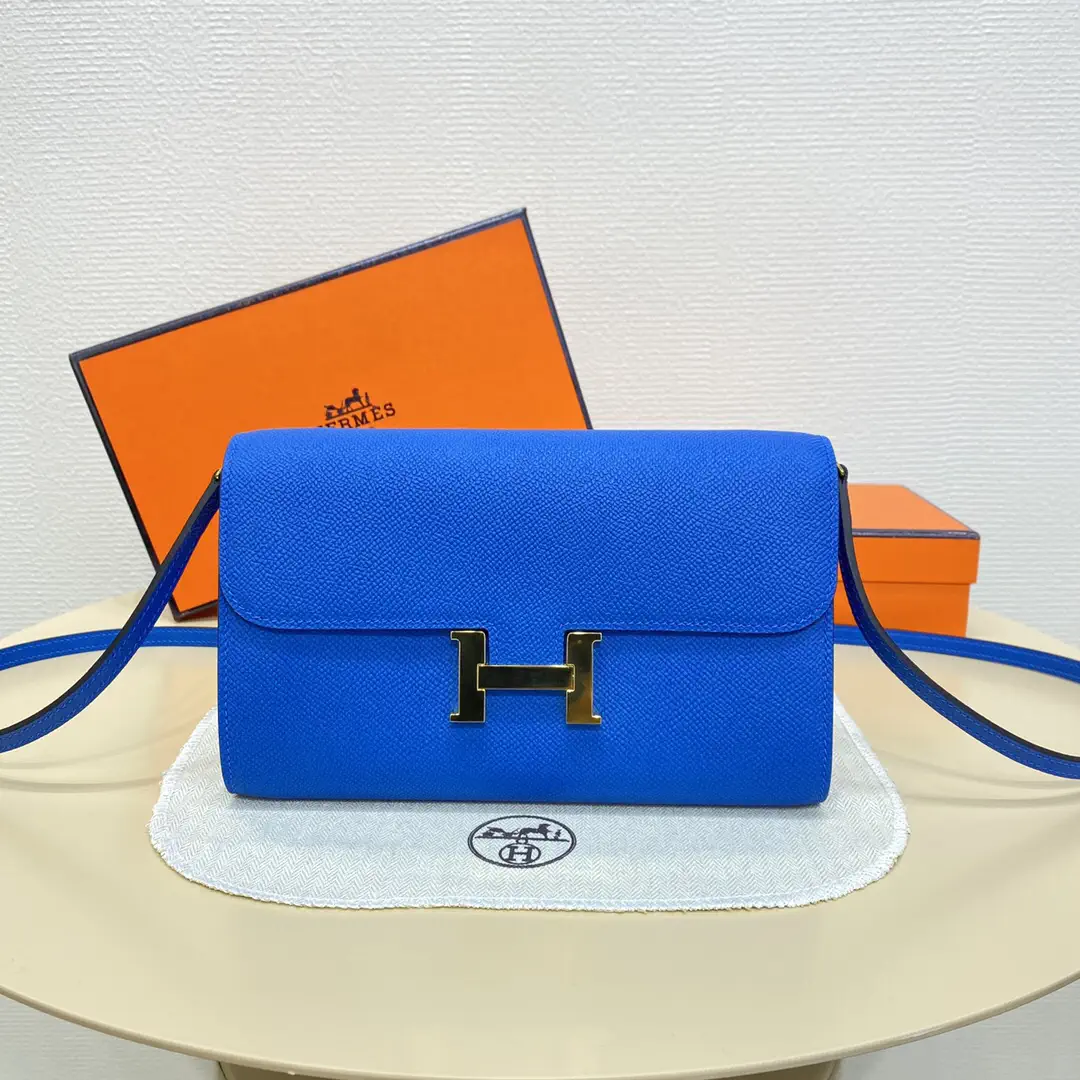 Hermès Blue Epsom Leather Constance WOC Crossbody Bag image 1