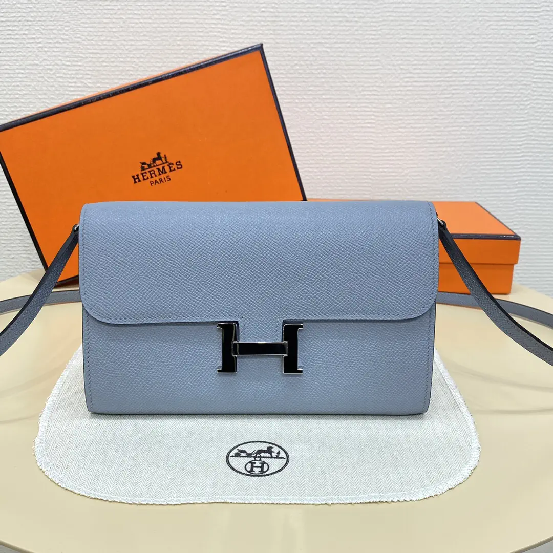 Hermès Light Blue Epsom Leather Constance WOC Crossbody Bag image 1