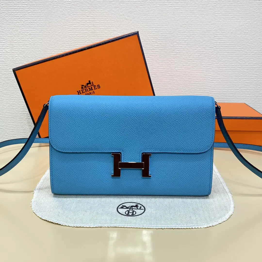 Hermès Blue Epsom Leather Constance WOC Crossbody Bag image 1