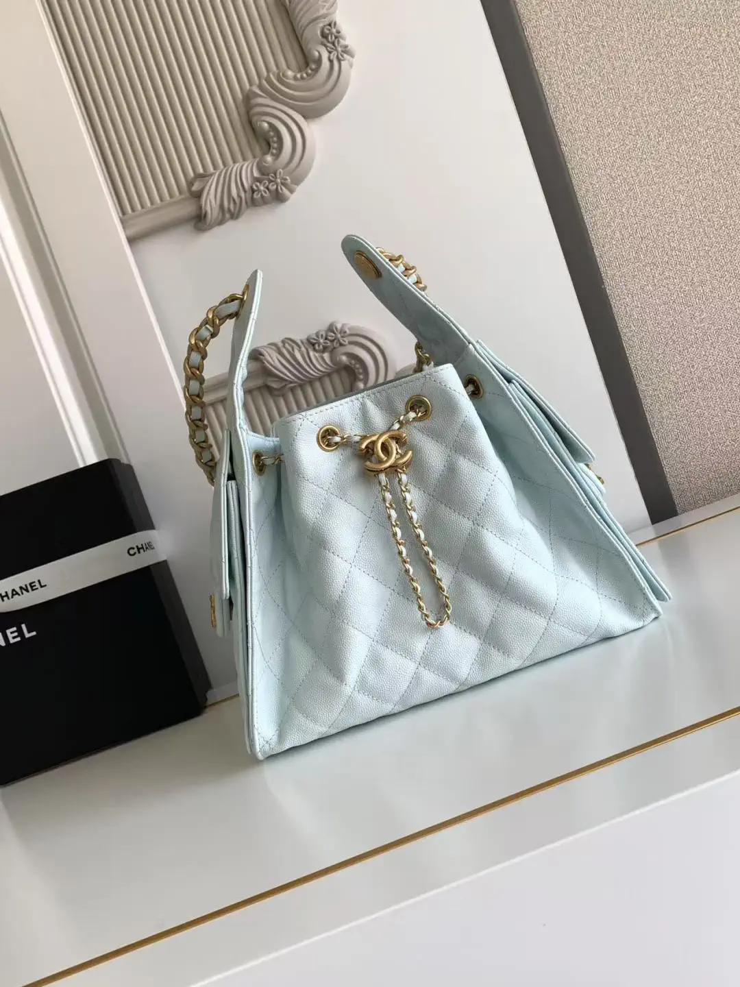 Chanel Quilted Drawstring Bucket Bag image 1