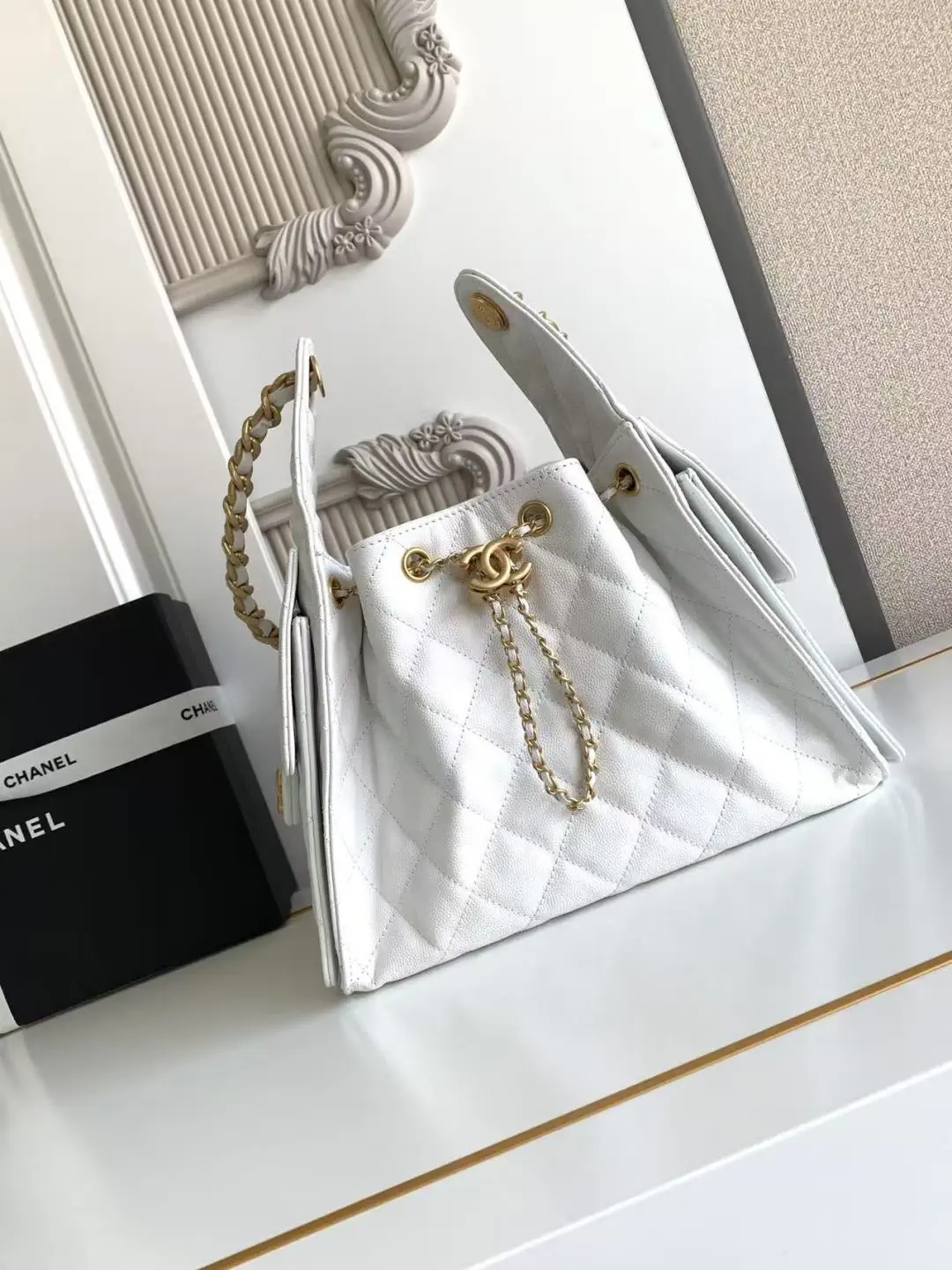 Chanel Quilted Drawstring Bucket Bag image 1