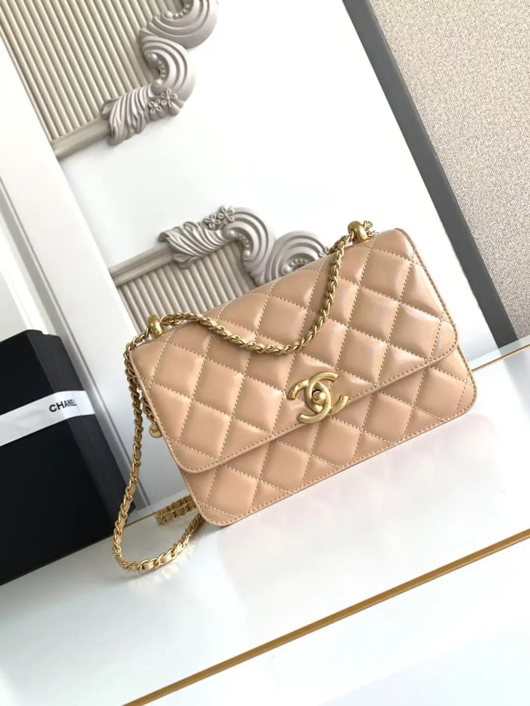 Chanel Quilted Mini Double Gold Ball Chain Bag image 1