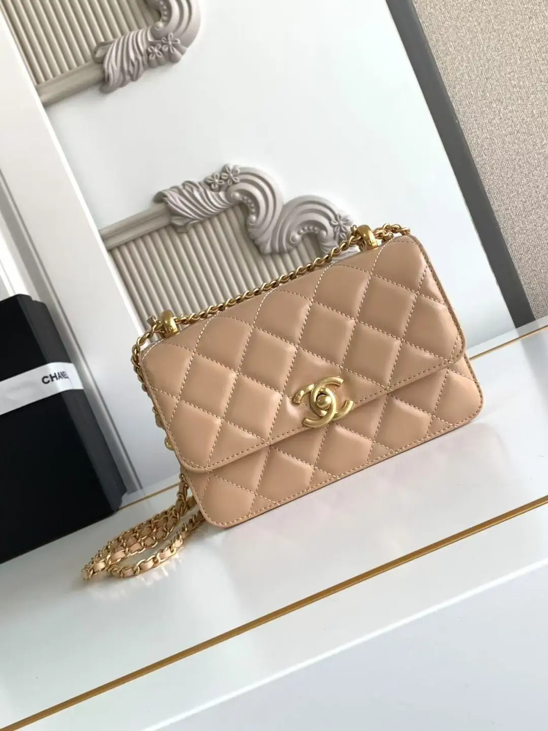 Chanel Quilted Double Gold Ball Mini Chain Crossbody Bag image 1