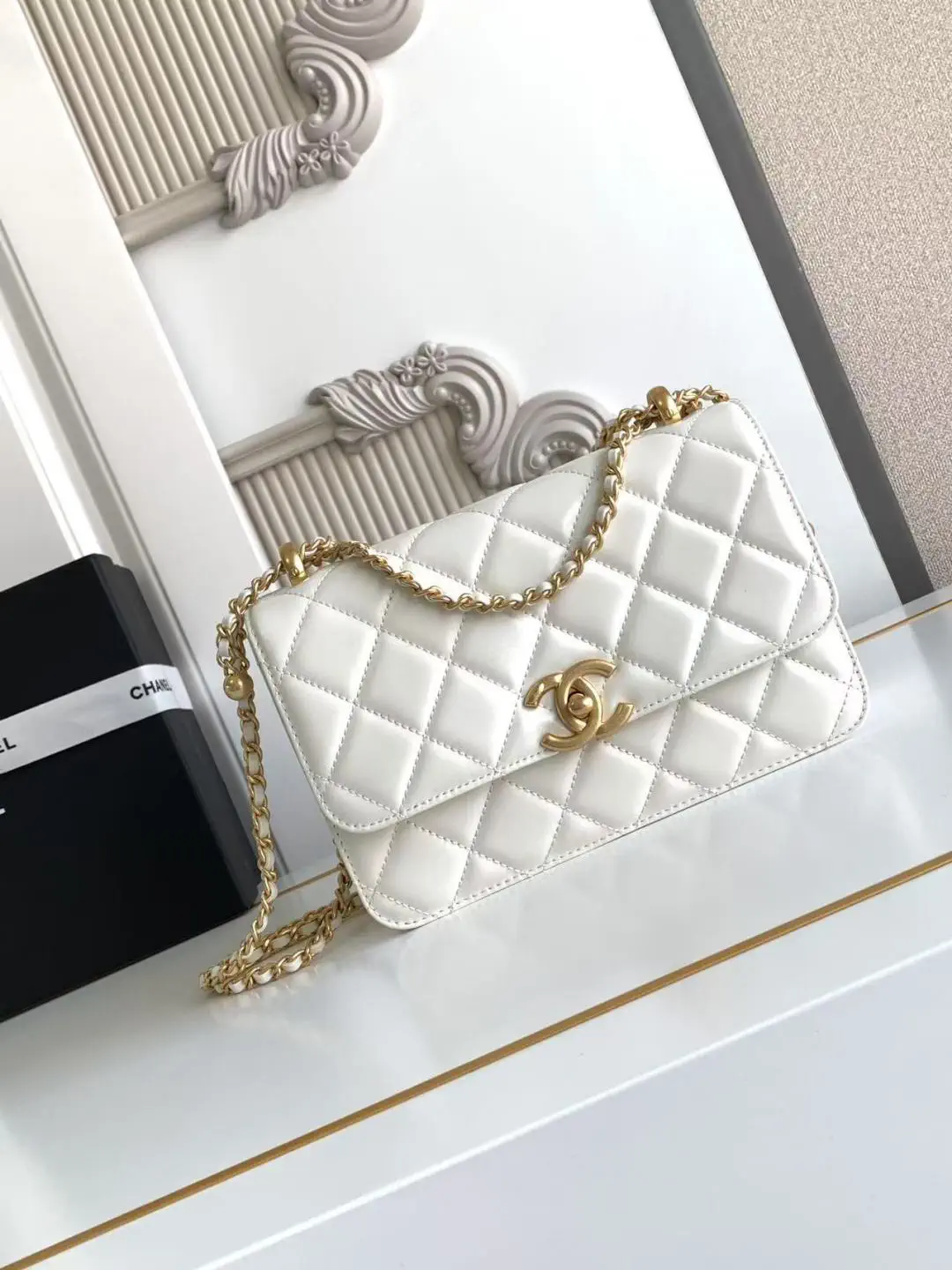 Chanel Quilted Double Gold Ball Mini Chain Shoulder Bag image 1