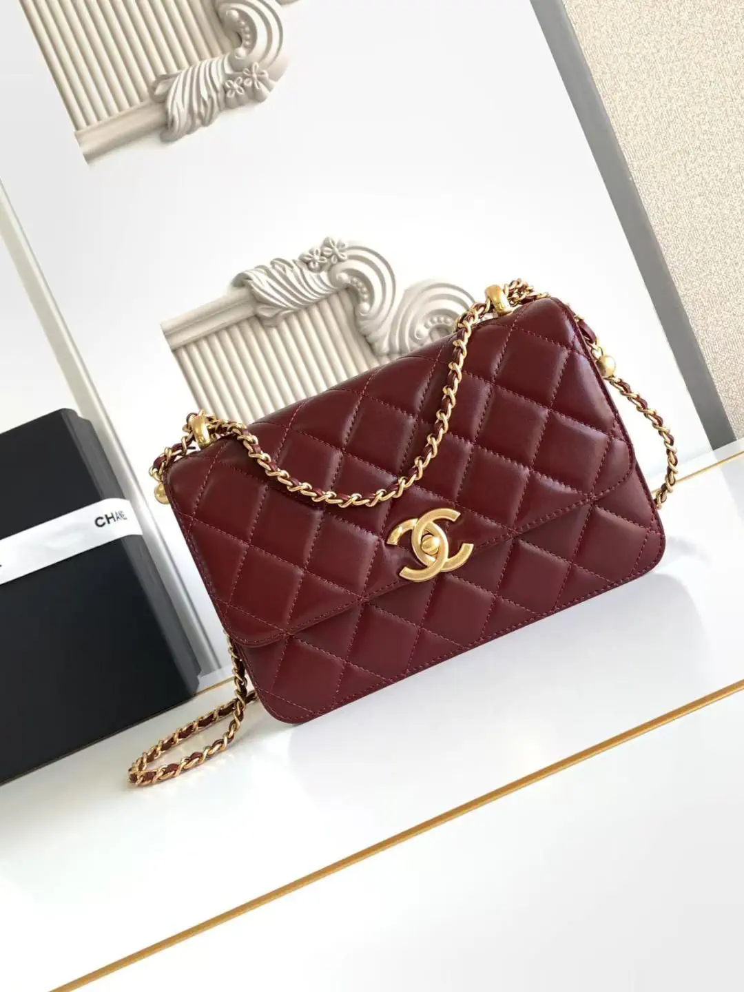 Chanel Quilted Double Gold Ball Mini Chain Bag image 1