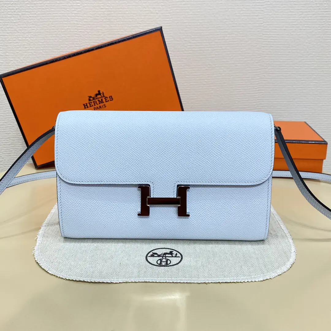 Hermès Light Blue Epsom Leather Constance WOC Crossbody Bag image 1