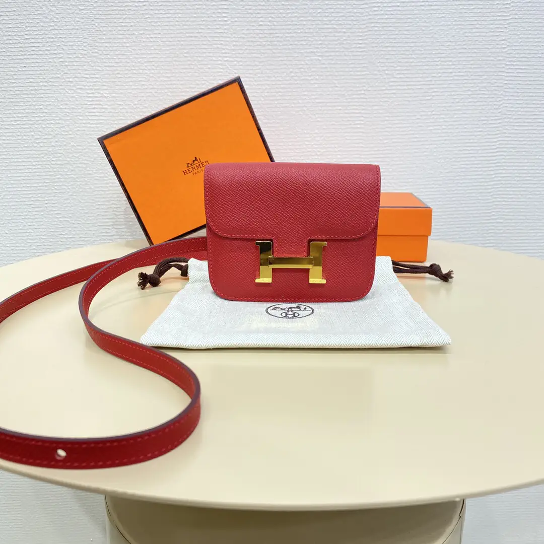 Hermès Red Mini Belt Bag with Gold H Clasp image 1