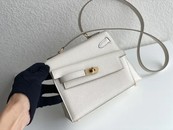 Hermès White Double-Sided Kelly Sellier 20 Desordre Bag image 1