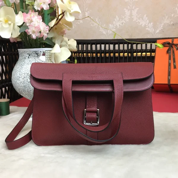 Hermès Burgundy Top Handle Bag with Shoulder Strap image 1