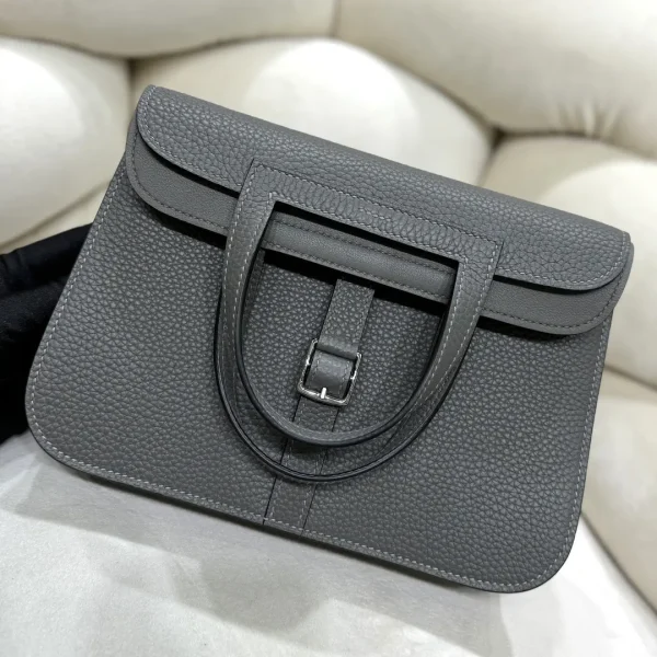 Hermès Gray Top Handle Bag with Buckle Detail image 1