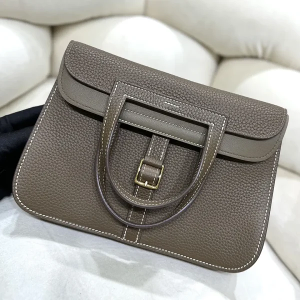 Hermès Taupe Leather Top Handle Bag image 1