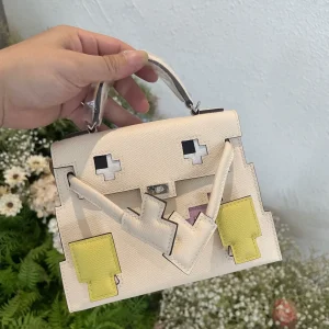 Hermès Cream White Pixel Doll Top Handle Bag image 1