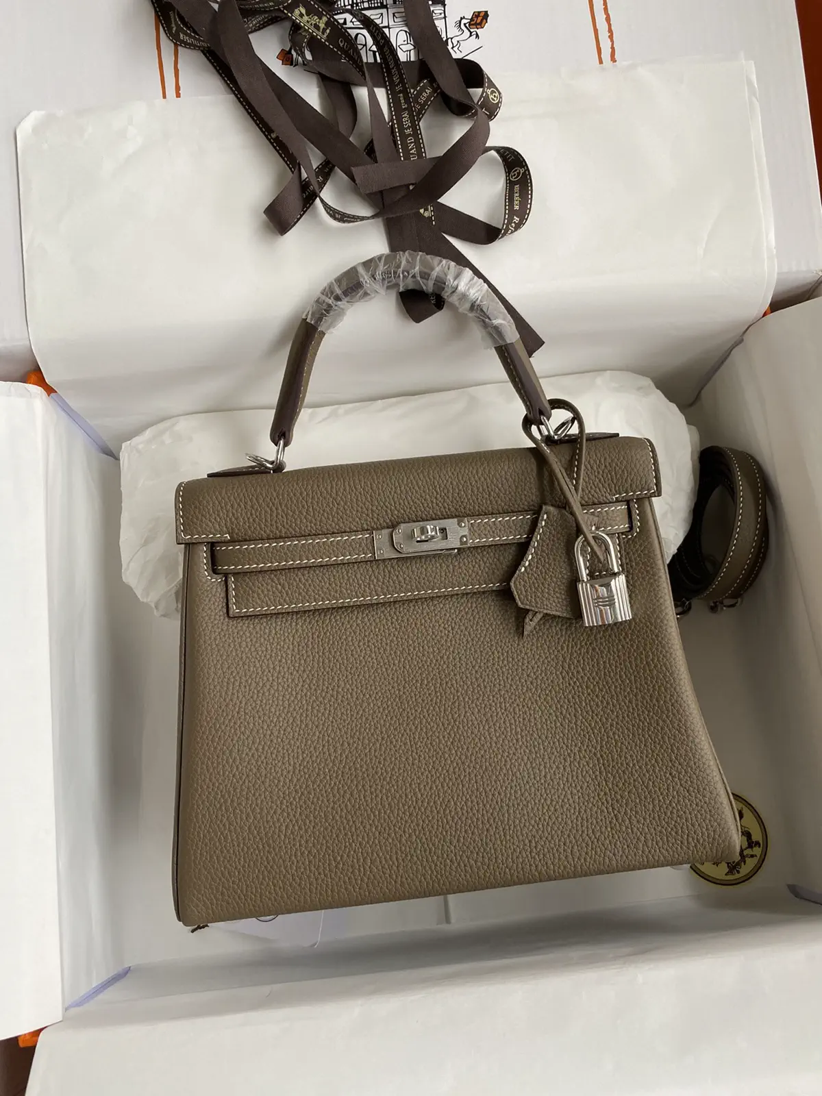 Hermès Etoupe Grey Top Handle Bag image 1