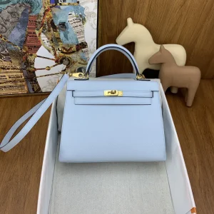 Hermès Light Blue Top Handle Bag with Shoulder Strap image 1