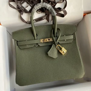 Hermès Olive Green Top Handle Bag with Gold Hardware image 1