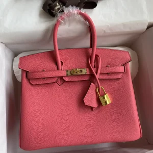 Hermès Pink Top Handle Bag with Gold Hardware image 1