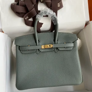 Hermès Almond Green Togo Leather Top Handle Bag image 1