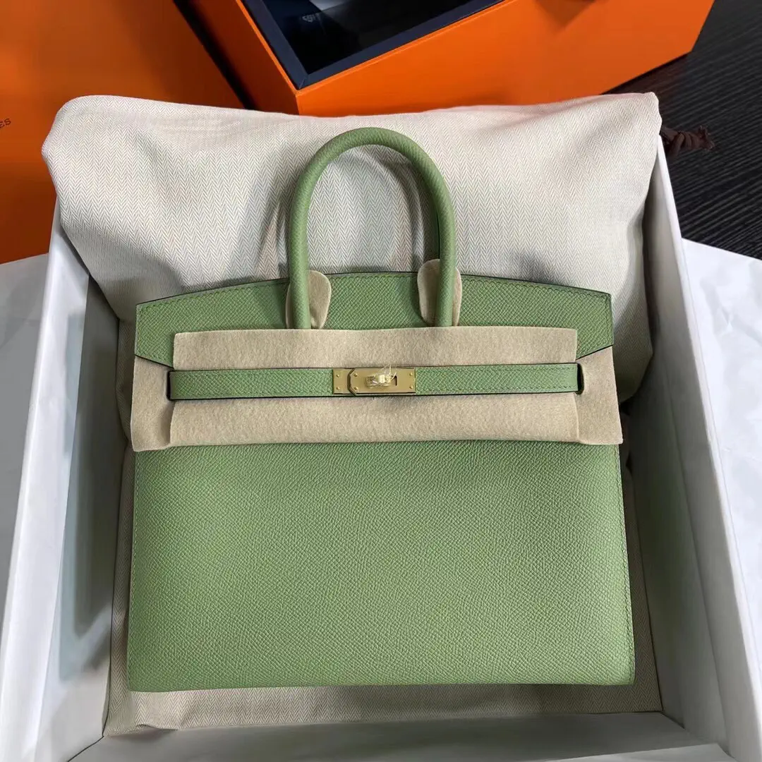 Hermès Vert Criquet Epsom Leather Birkin Sellier 25 Top Handle Bag image 1