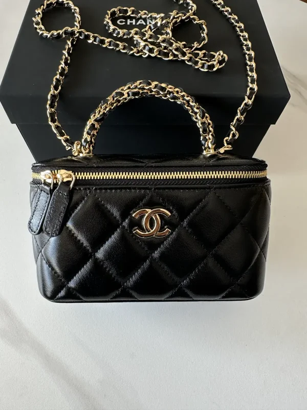 Chanel Quilted Top Handle Vanity Bag with Chain Strap image 1