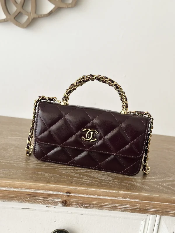 Chanel Quilted Top Handle Bag with Chain Strap image 1