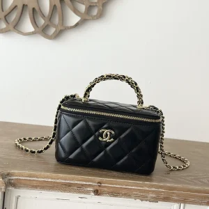 Chanel Quilted Cosmetic Bag with Chain Strap image 1
