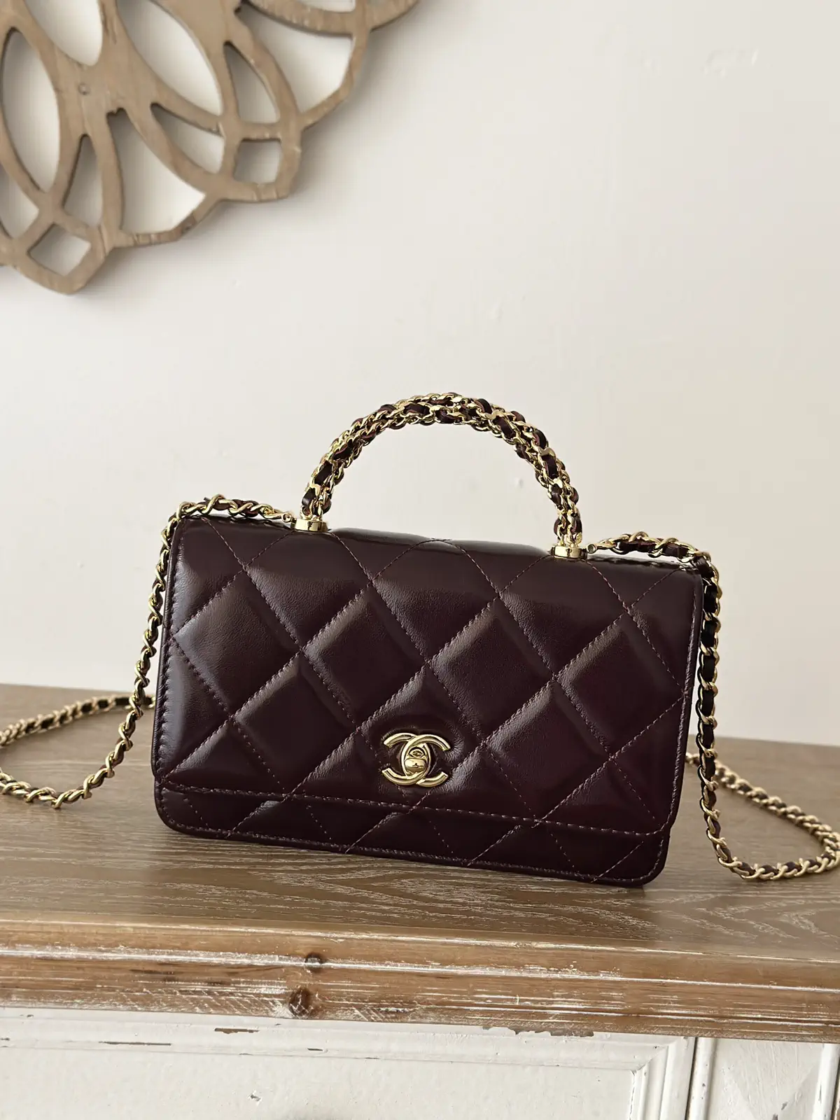 Chanel Quilted Top Handle Chain Crossbody Bag image 1