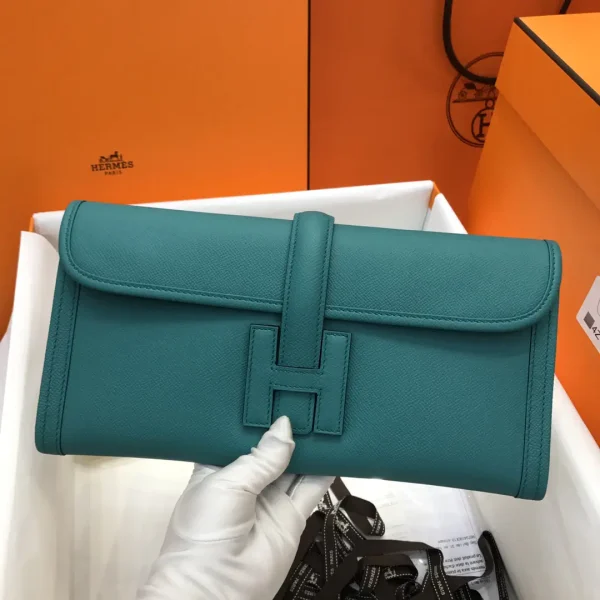 Hermès Teal Epsom Leather Clutch Bag image 1