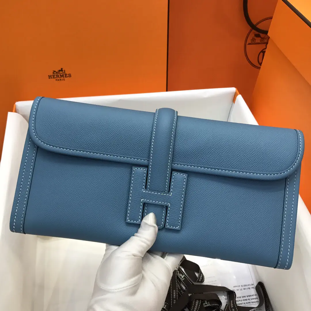 Hermès Blue Leather Clutch image 1