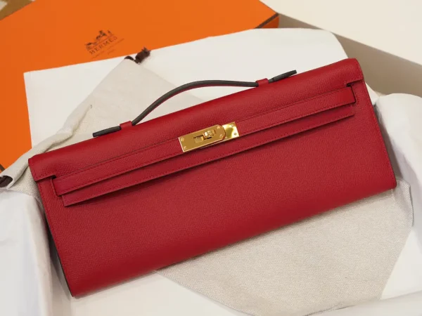 Hermès Red Leather Clutch Bag image 1