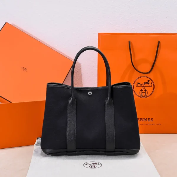Hermès Black Canvas Garden Party Tote Bag image 1