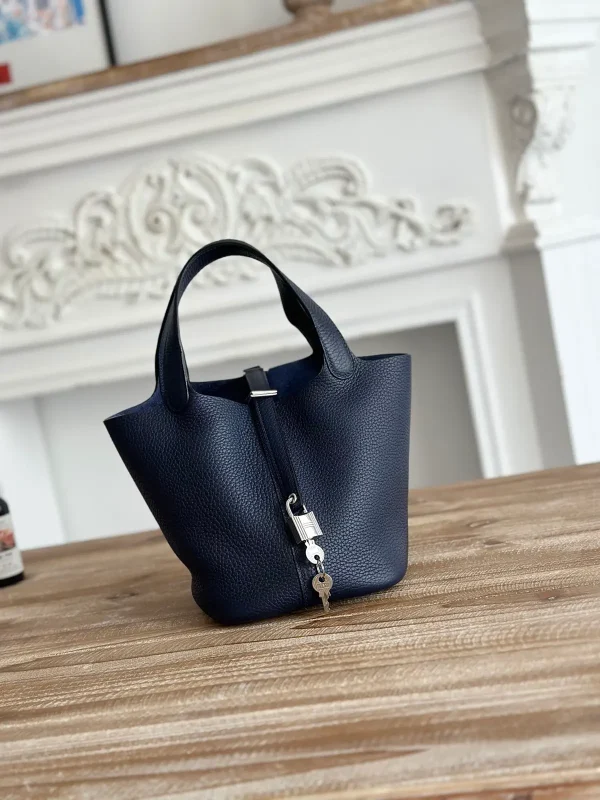 Hermès Navy Blue Picotin Bucket Bag image 1
