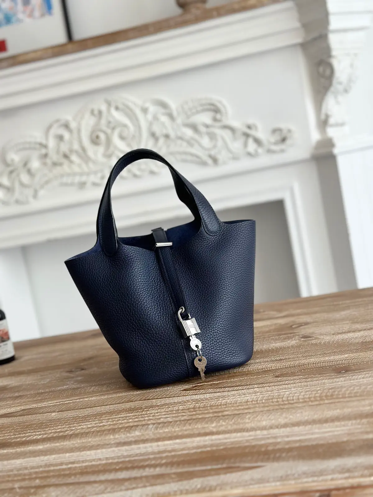 Hermès Navy Blue Picotin Bucket Bag image 1