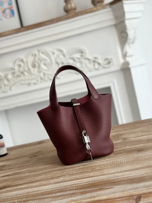Hermès Burgundy Picotin Bucket Bag image 1