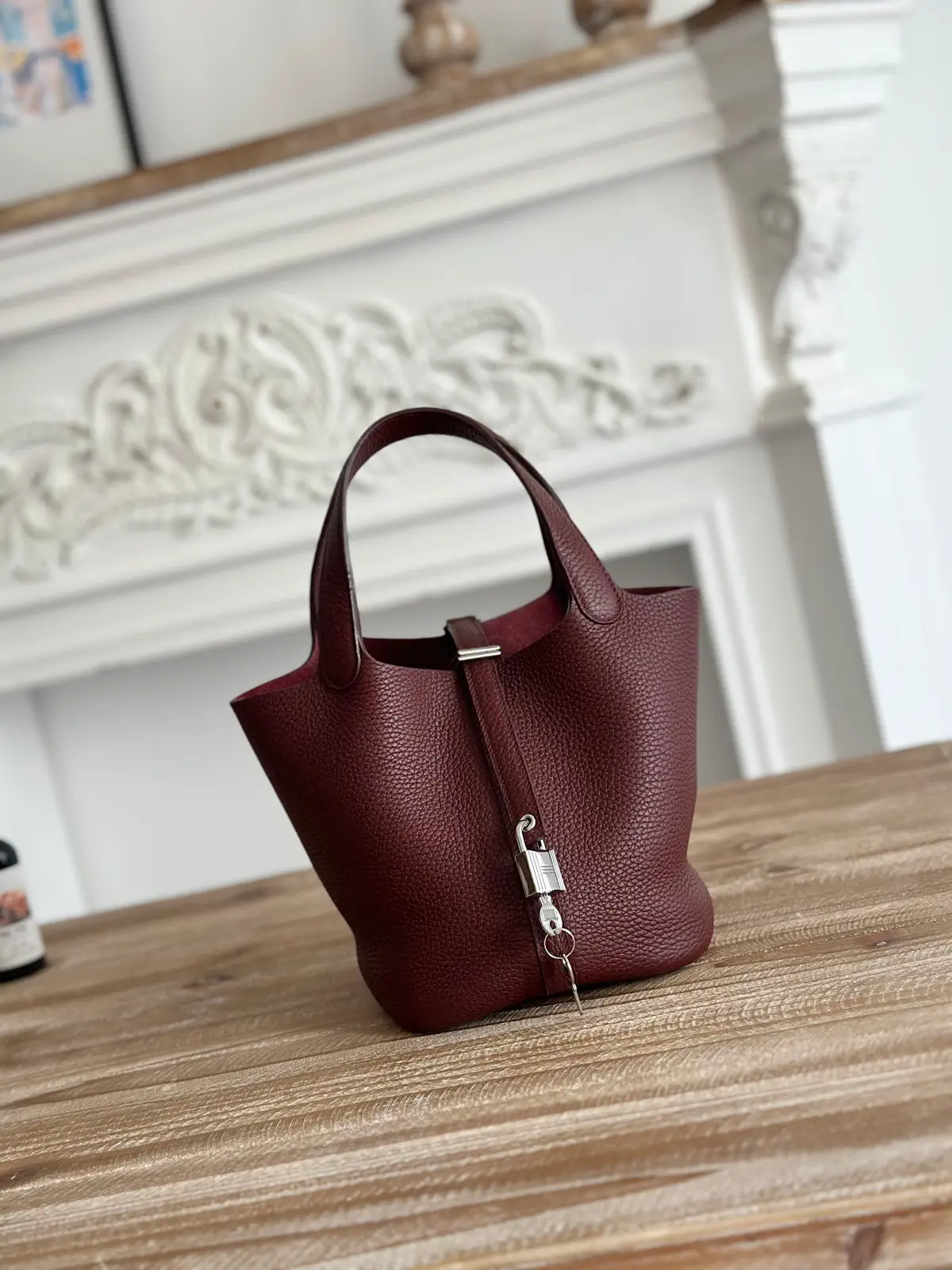 Hermès Burgundy Picotin Bucket Bag image 1