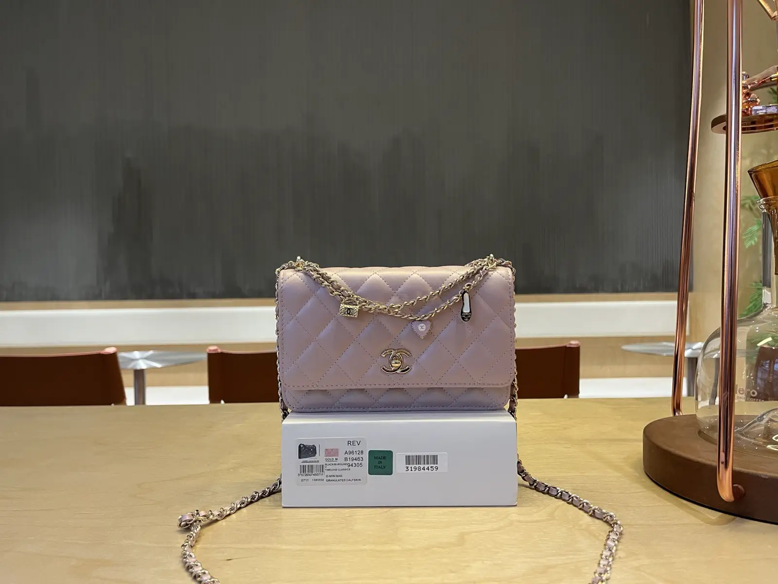 Chanel Quilted Chain Crossbody Bag with Heart Charm image 1