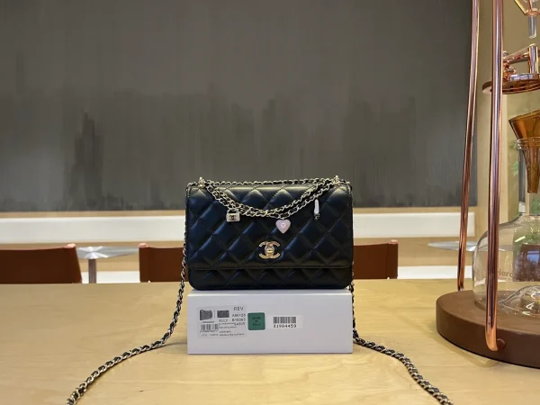 Chanel Quilted Chain Crossbody Bag with Heart Pendant image 1