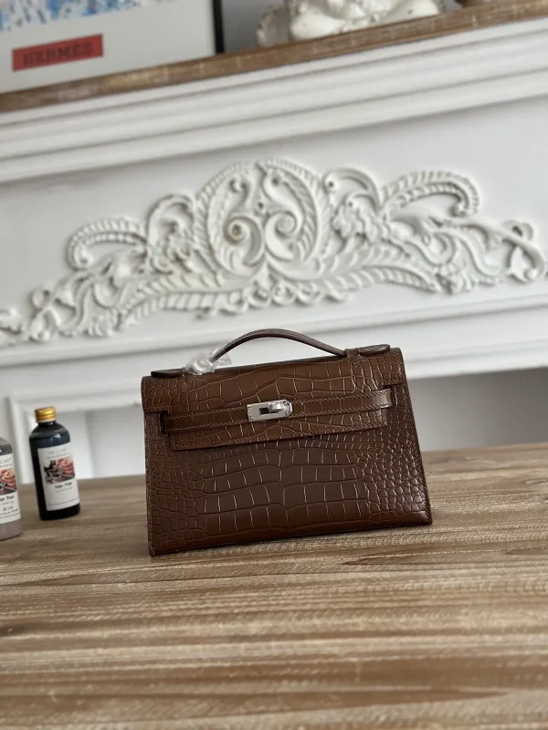Hermès Crocodile-Embossed Mini Kelly Top Handle Bag image 1