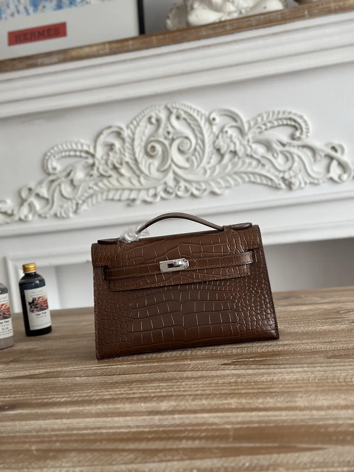 Hermès Crocodile-Embossed Mini Kelly Top Handle Bag image 1