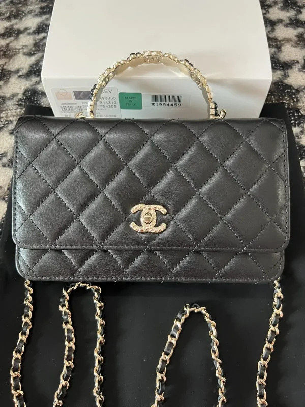 Chanel Quilted Top Handle Bag with Chain Strap image 1