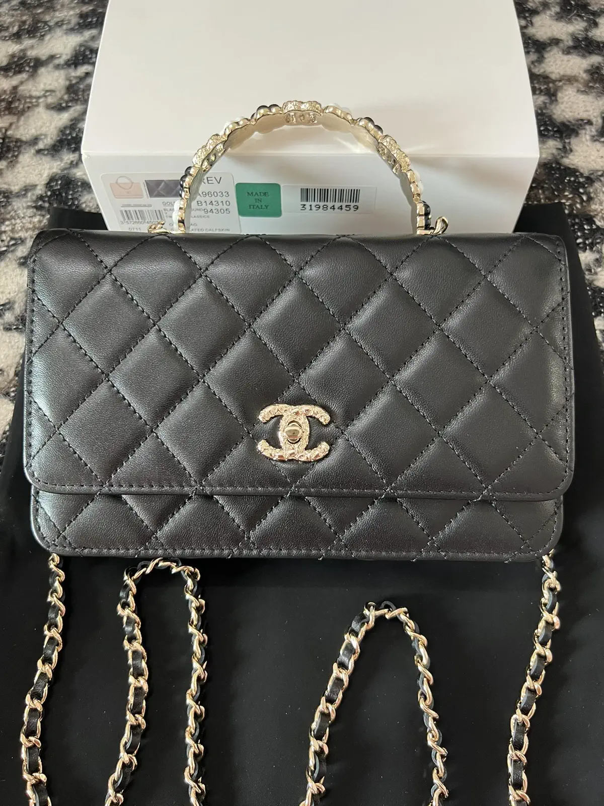 Chanel Quilted Top Handle Bag with Chain Strap image 1