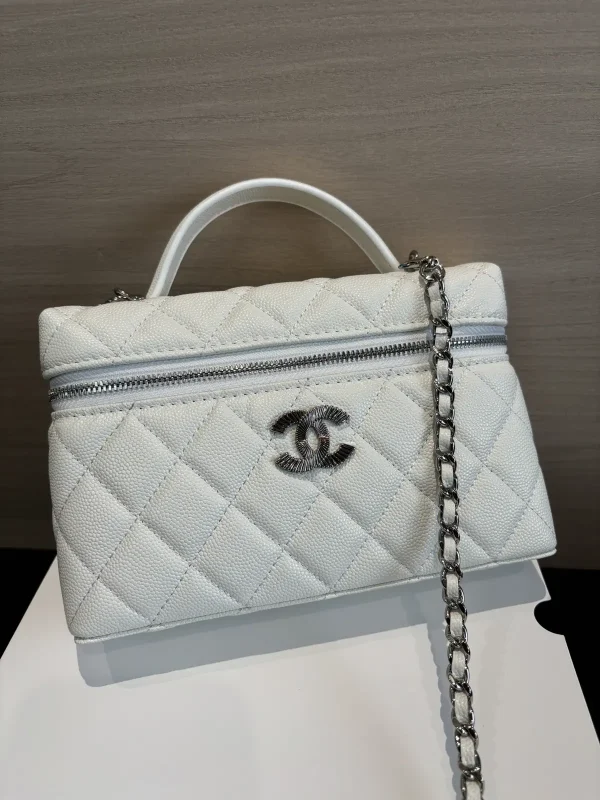 Chanel Quilted Top Handle Cosmetic Bag with Chain Strap image 1
