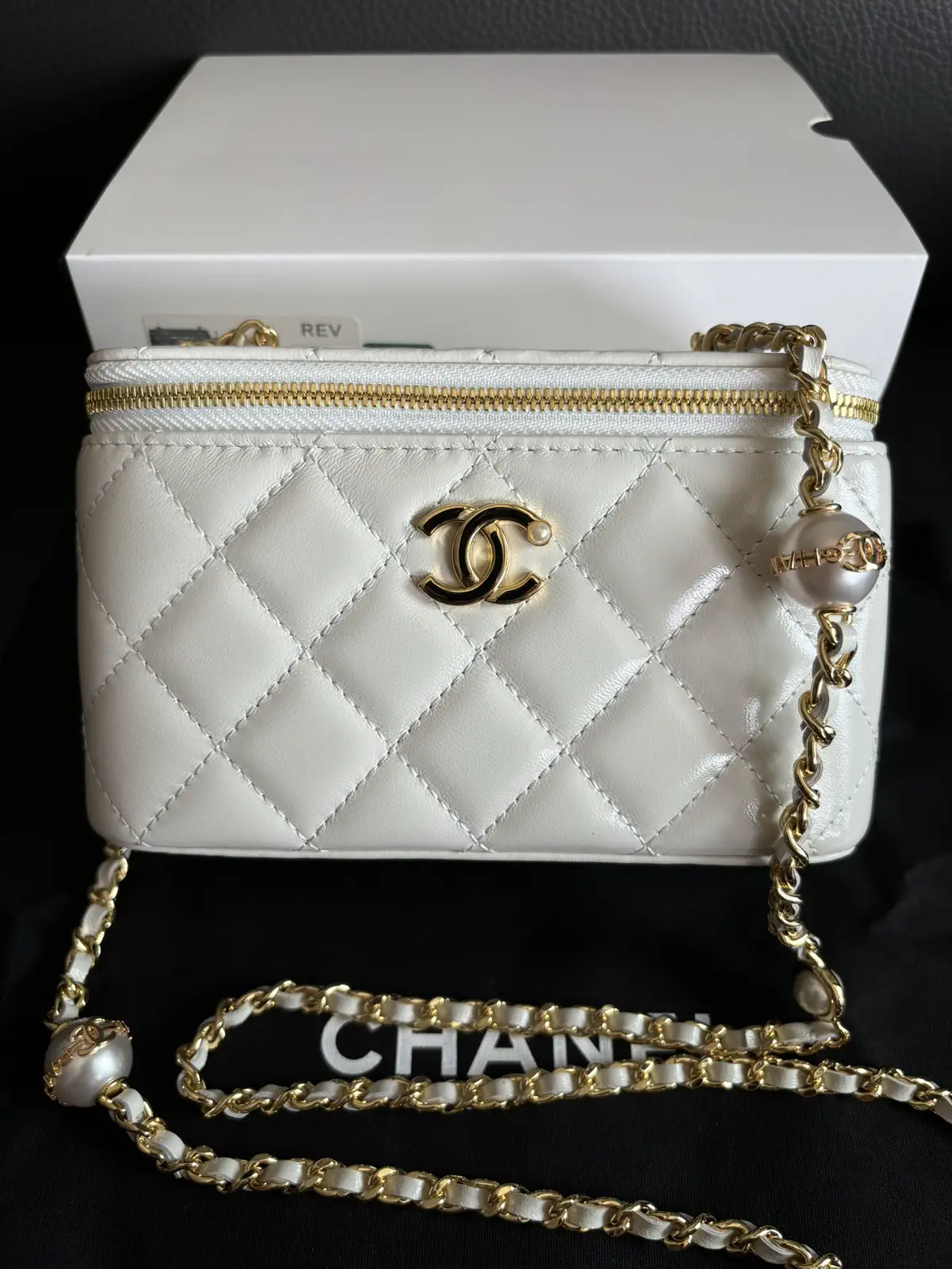 Chanel Quilted Pearl Chain Vanity Bag image 1