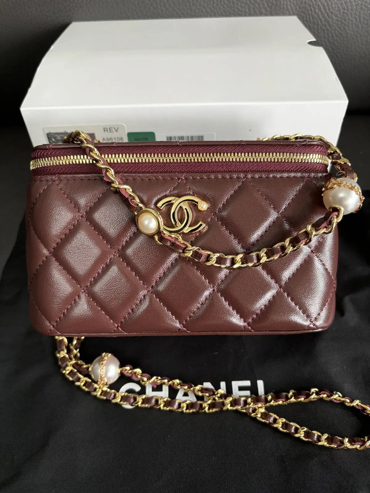 Chanel Quilted Burgundy Chain Crossbody Bag image 1