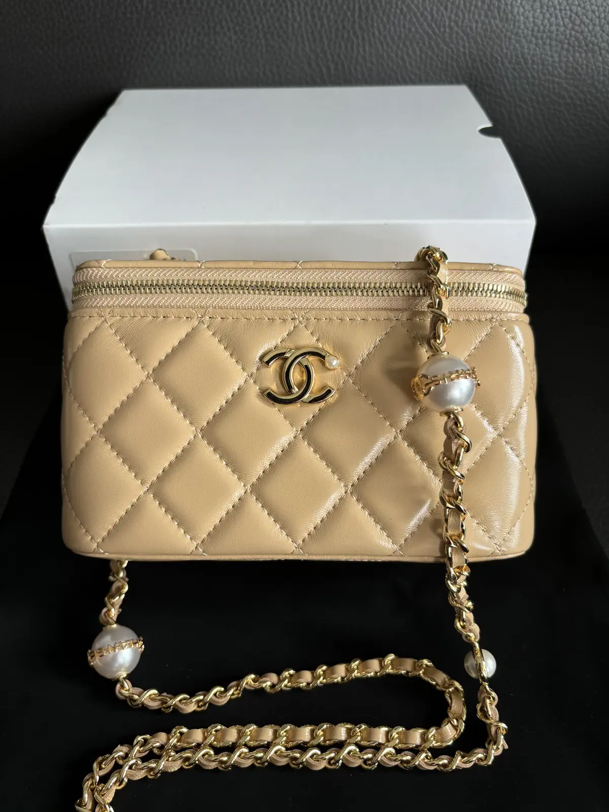 Chanel Quilted Pearl Chain Crossbody Bag image 1