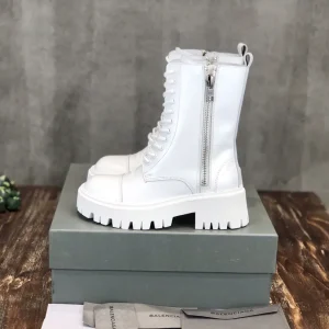 White Lace-Up Platform Martin Boots image 1