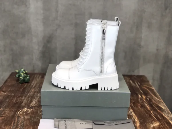 White Lace-Up Platform Martin Boots image 1