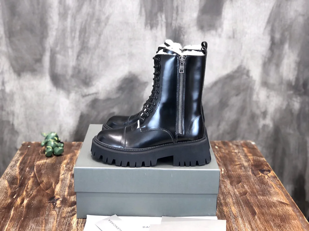 Lace-up Martin Boots with Fleece Lining image 1
