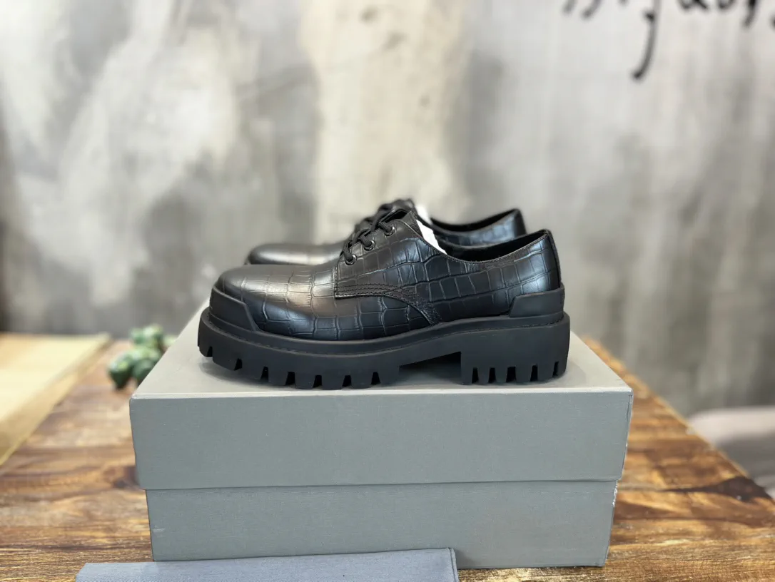 Balenciaga Trooper Croc-Embossed Lace-Up Boots image 1