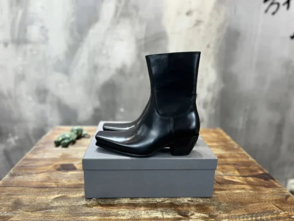 Square Toe Leather Ankle Boots image 1